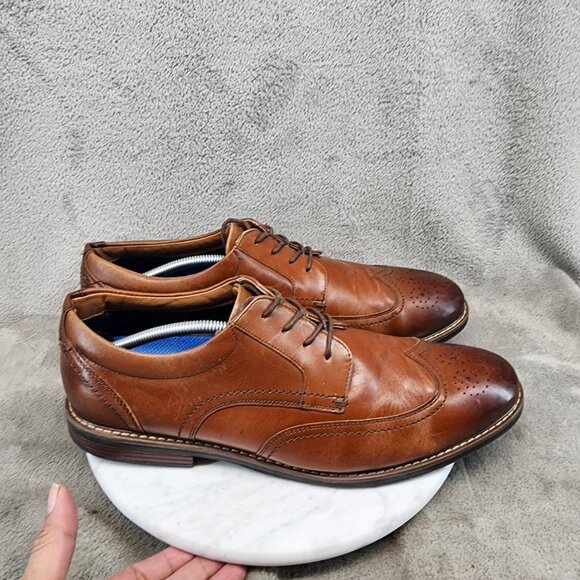 Nunn Bush Shoes Mens Size 12 Centro Flex Brown Leather Lace Up Oxfords *GUC* main image 4